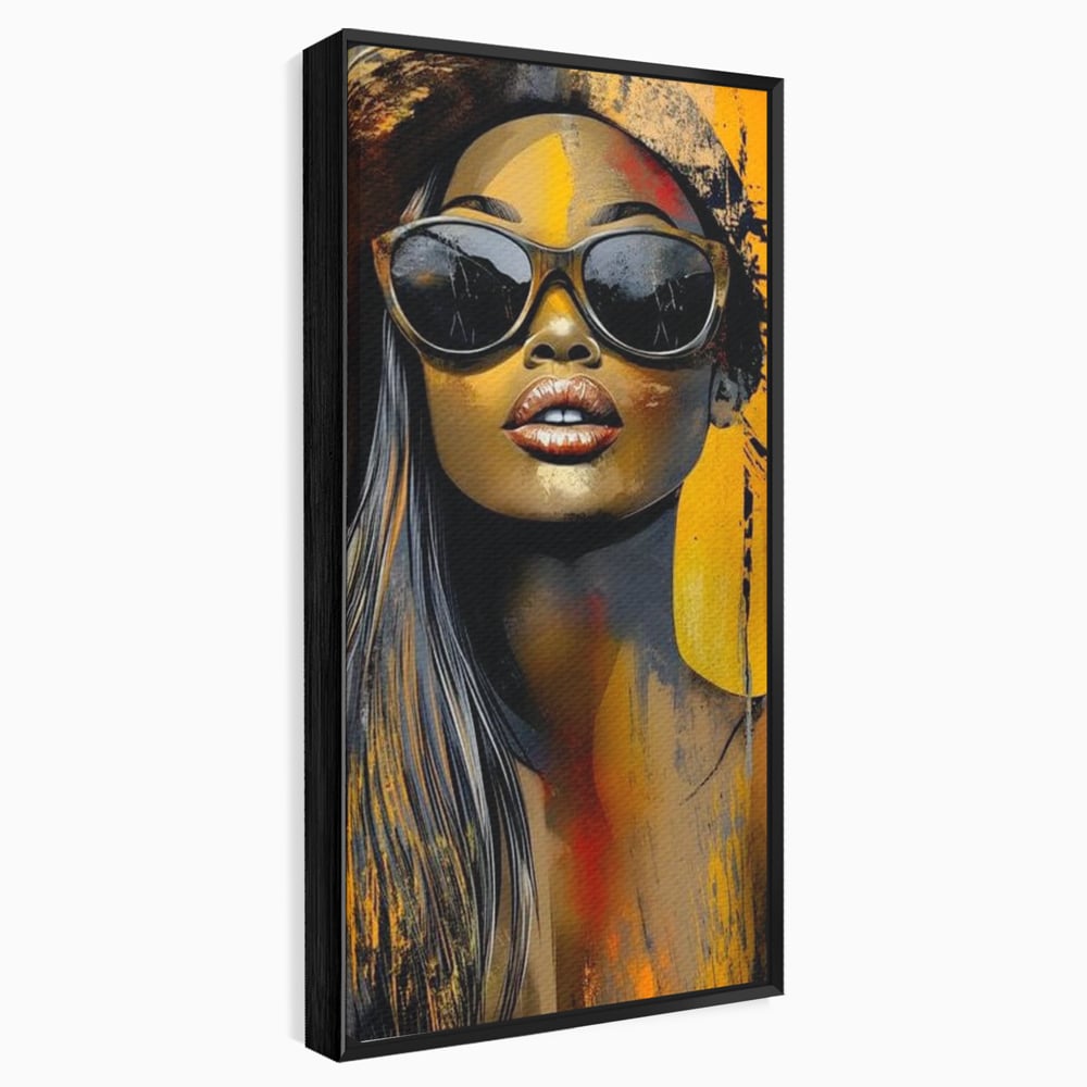 Tablou Canvas Premium, LuxCanva® G1100, Privirea Care Arde, Piele, Aur, Umbre, Soare, Stralucire, Rebela, Fashion, Art, Vara, Living, Dormitor