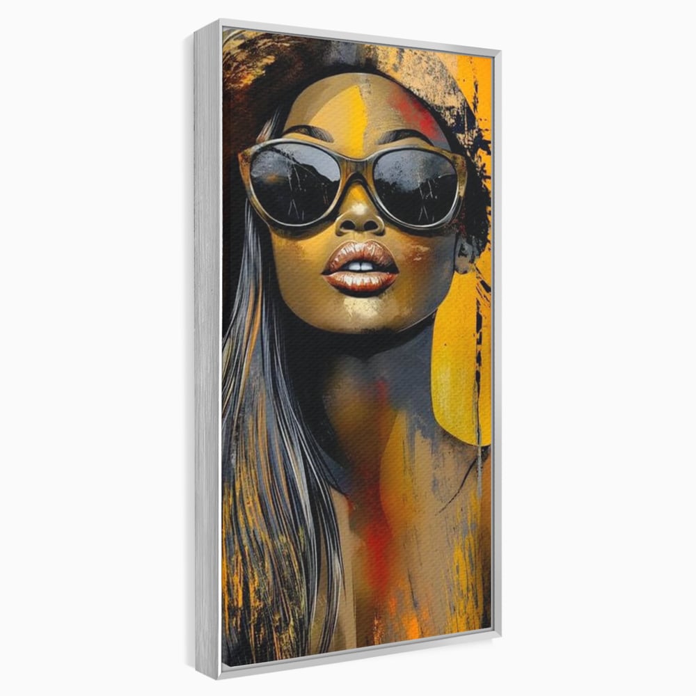Tablou Canvas Premium, LuxCanva® G1100, Privirea Care Arde, Piele, Aur, Umbre, Soare, Stralucire, Rebela, Fashion, Art, Vara, Living, Dormitor