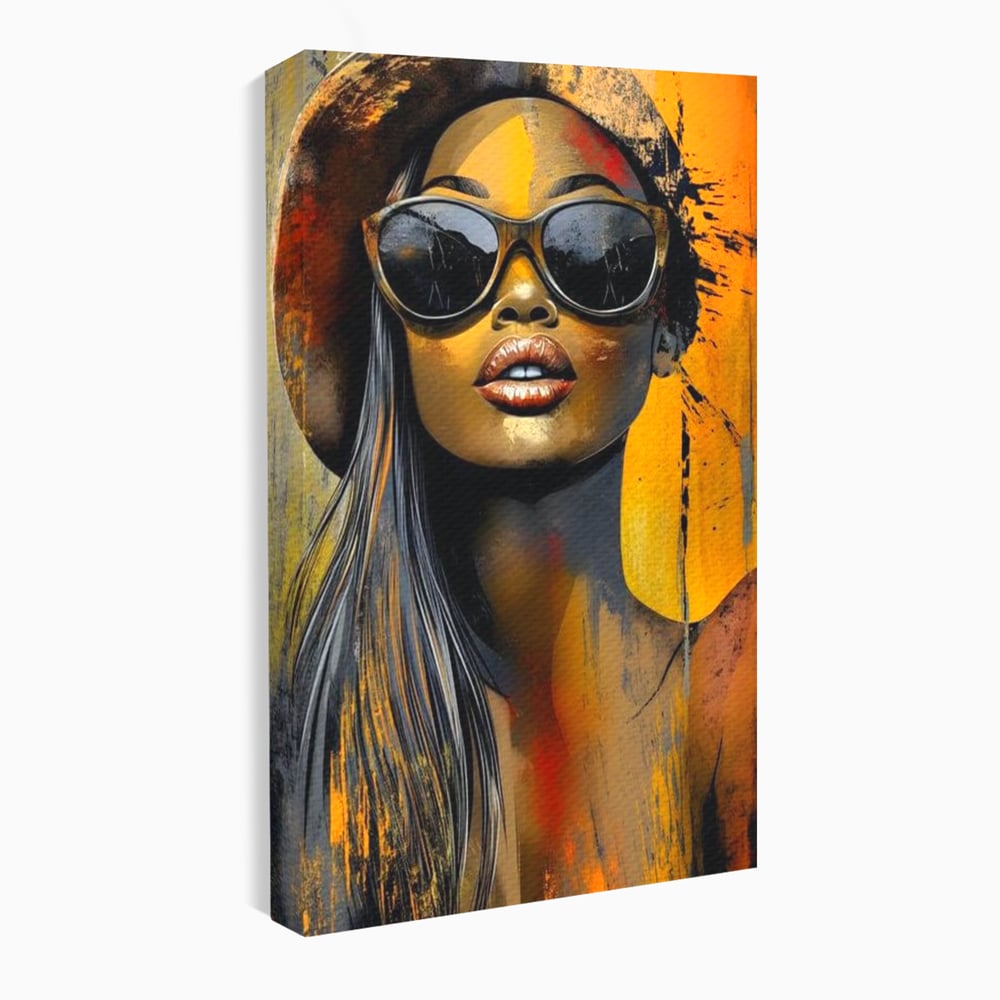 Tablou Canvas Premium, LuxCanva® G1100, Privirea Care Arde, Piele, Aur, Umbre, Soare, Stralucire, Rebela, Fashion, Art, Vara, Living, Dormitor