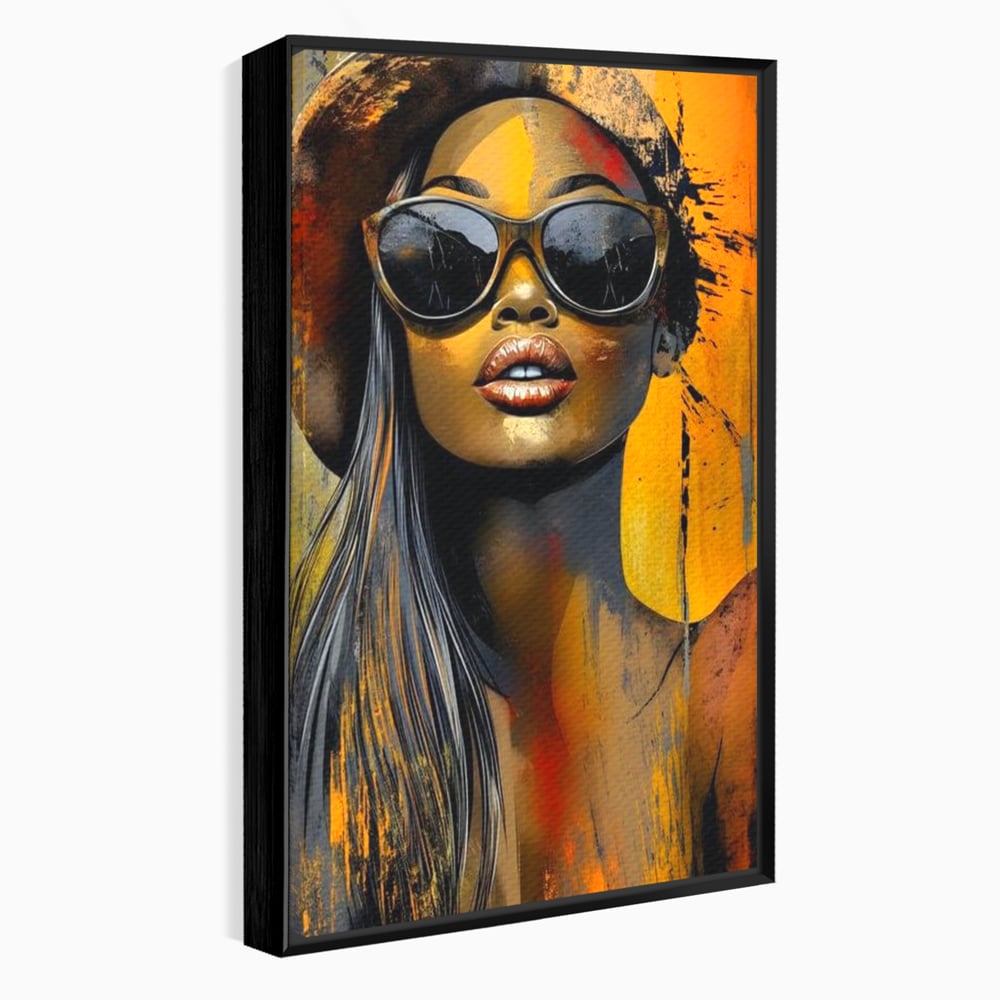 Tablou Canvas Premium, LuxCanva® G1100, Privirea Care Arde, Piele, Aur, Umbre, Soare, Stralucire, Rebela, Fashion, Art, Vara, Living, Dormitor