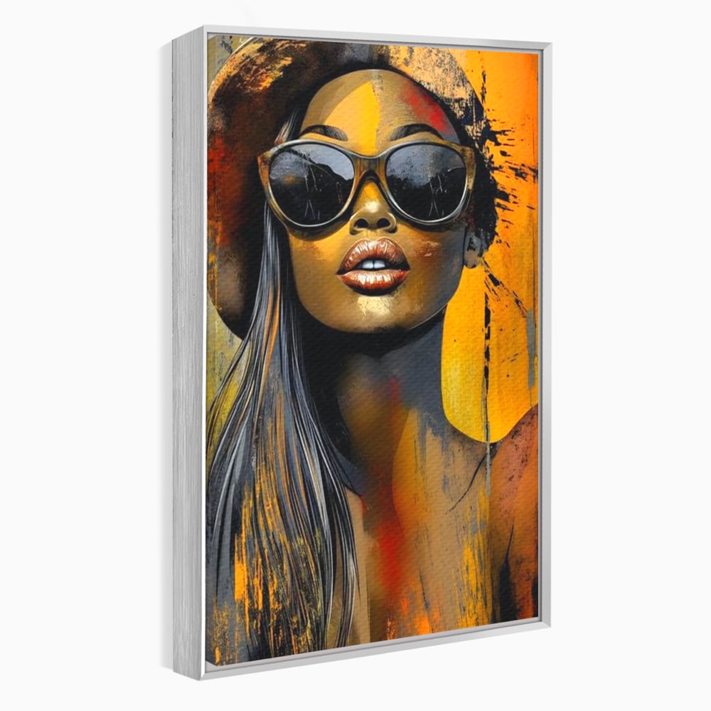 Tablou Canvas Premium, LuxCanva® G1100, Privirea Care Arde, Piele, Aur, Umbre, Soare, Stralucire, Rebela, Fashion, Art, Vara, Living, Dormitor