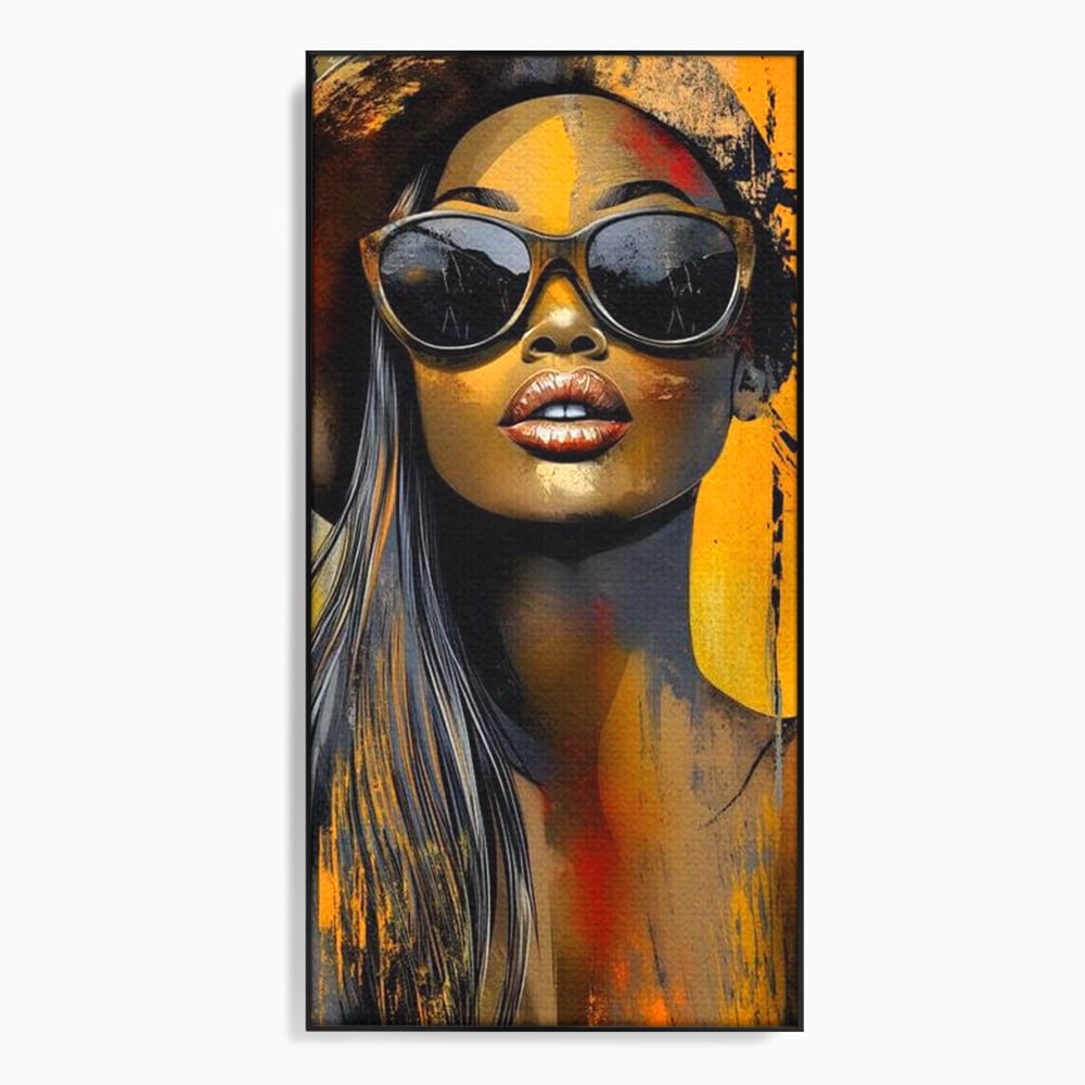 Tablou Canvas Premium, LuxCanva® G1100, Privirea Care Arde, Piele, Aur, Umbre, Soare, Stralucire, Rebela, Fashion, Art, Vara, Living, Dormitor