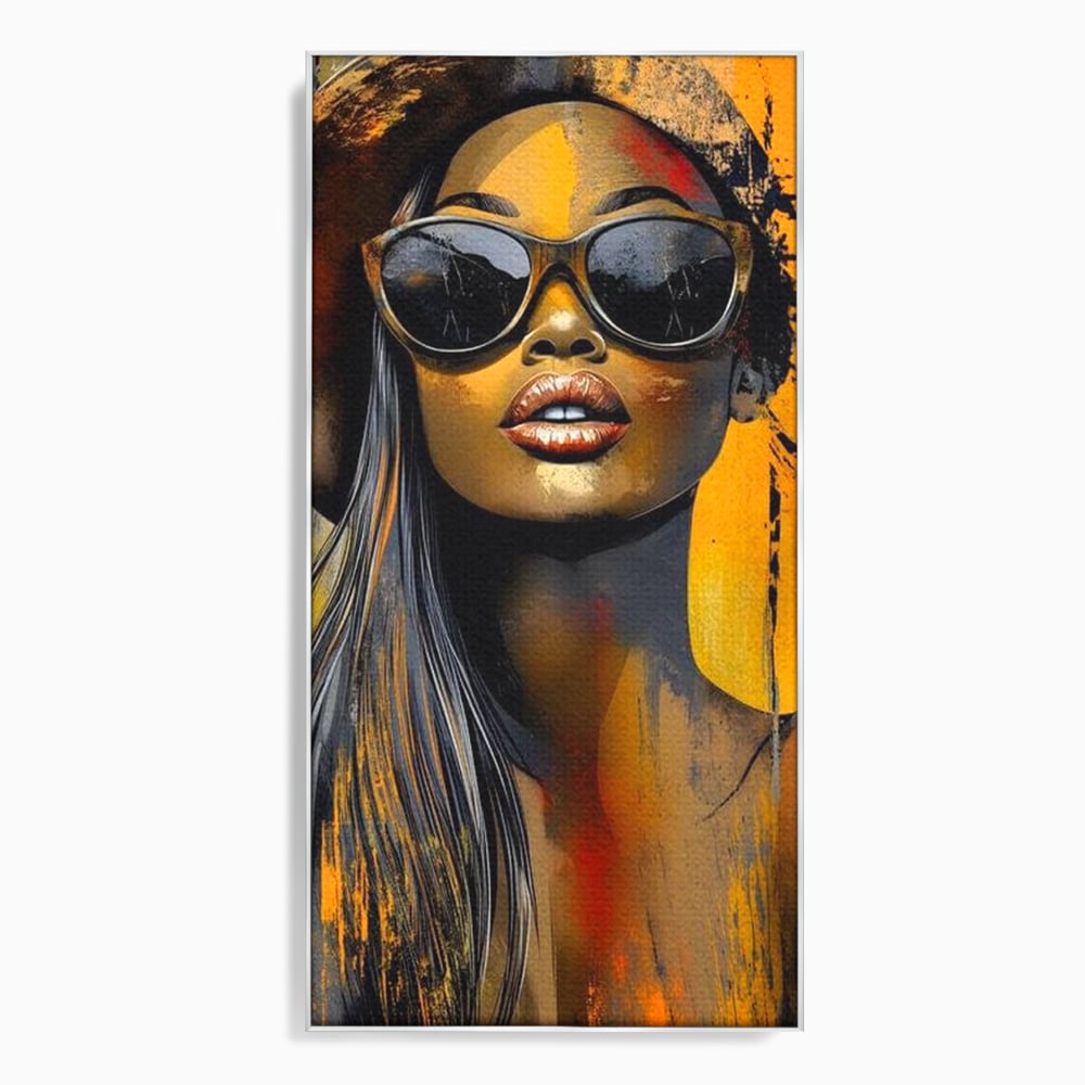 Tablou Canvas Premium, LuxCanva® G1100, Privirea Care Arde, Piele, Aur, Umbre, Soare, Stralucire, Rebela, Fashion, Art, Vara, Living, Dormitor