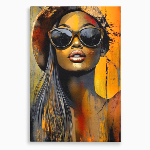 Tablou Canvas Premium, LuxCanva® G1100, Privirea Care Arde, Piele, Aur, Umbre, Soare, Stralucire, Rebela, Fashion, Art, Vara, Living, Dormitor