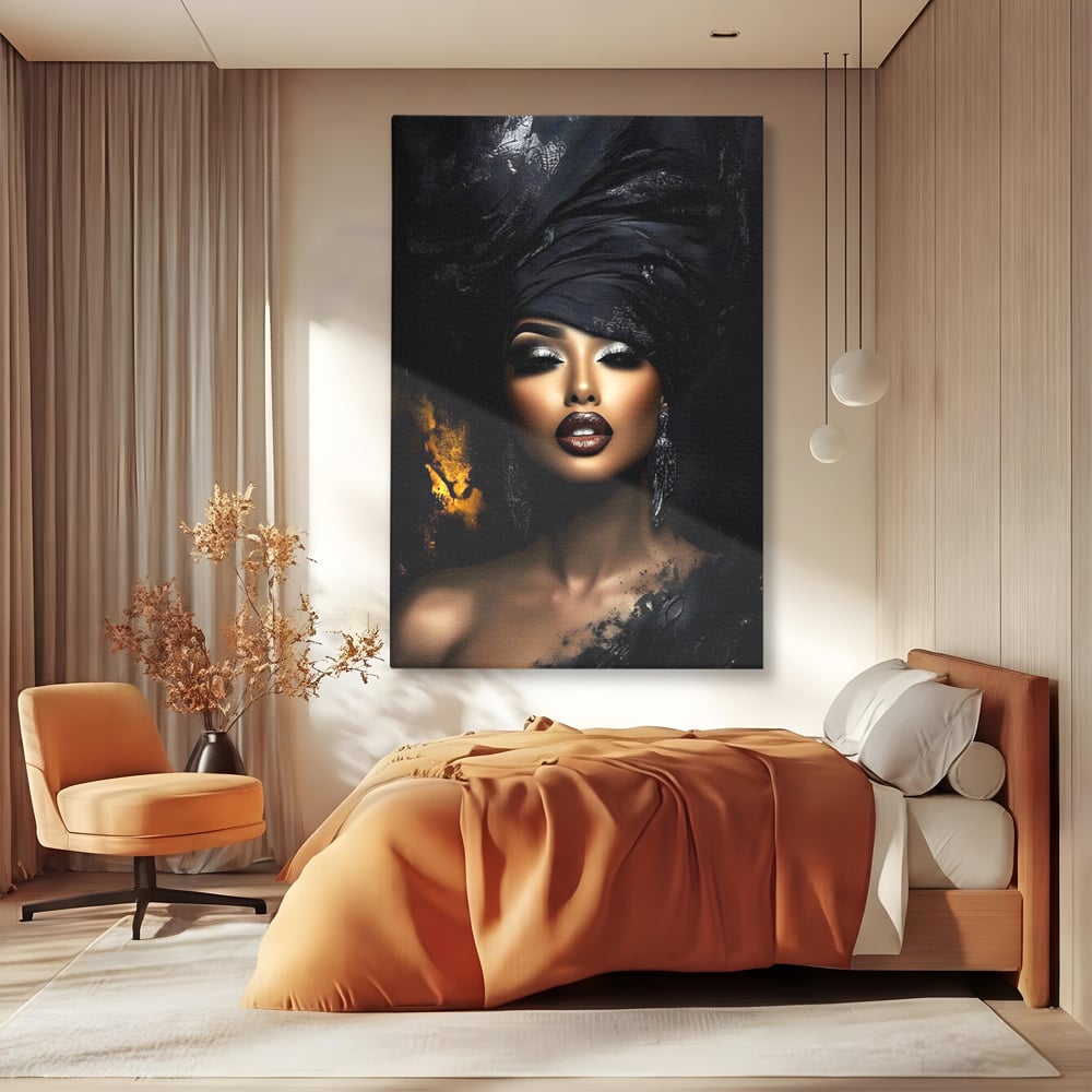 Tablou Canvas Premium, LuxCanva® G1102, Magia Intunericului, Zeita, Black, Noapte, Imperial, Eleganta, Luxury, Diva, Intuneric, Living, Dormitor