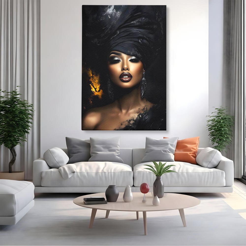 Tablou Canvas Premium, LuxCanva® G1102, Magia Intunericului, Zeita, Black, Noapte, Imperial, Eleganta, Luxury, Diva, Intuneric, Living, Dormitor