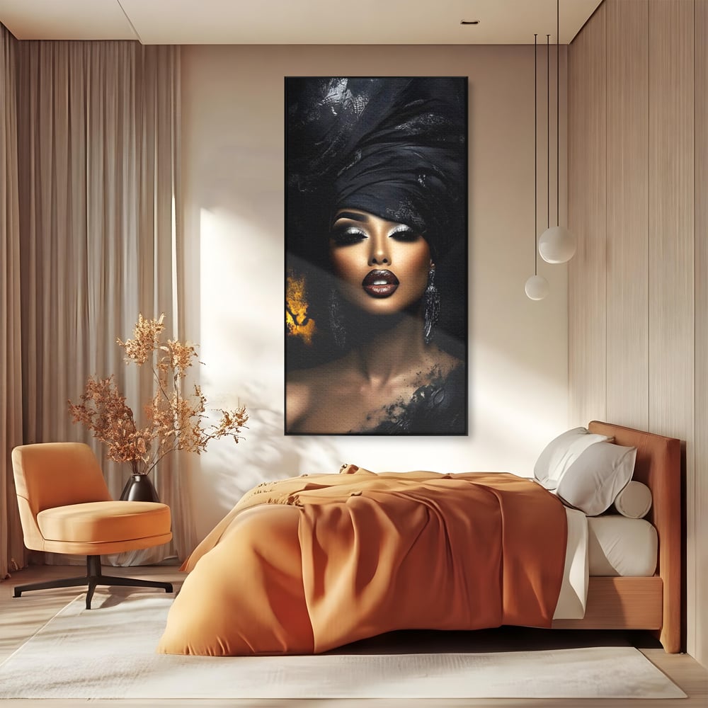 Tablou Canvas Premium, LuxCanva® G1102, Magia Intunericului, Zeita, Black, Noapte, Imperial, Eleganta, Luxury, Diva, Intuneric, Living, Dormitor