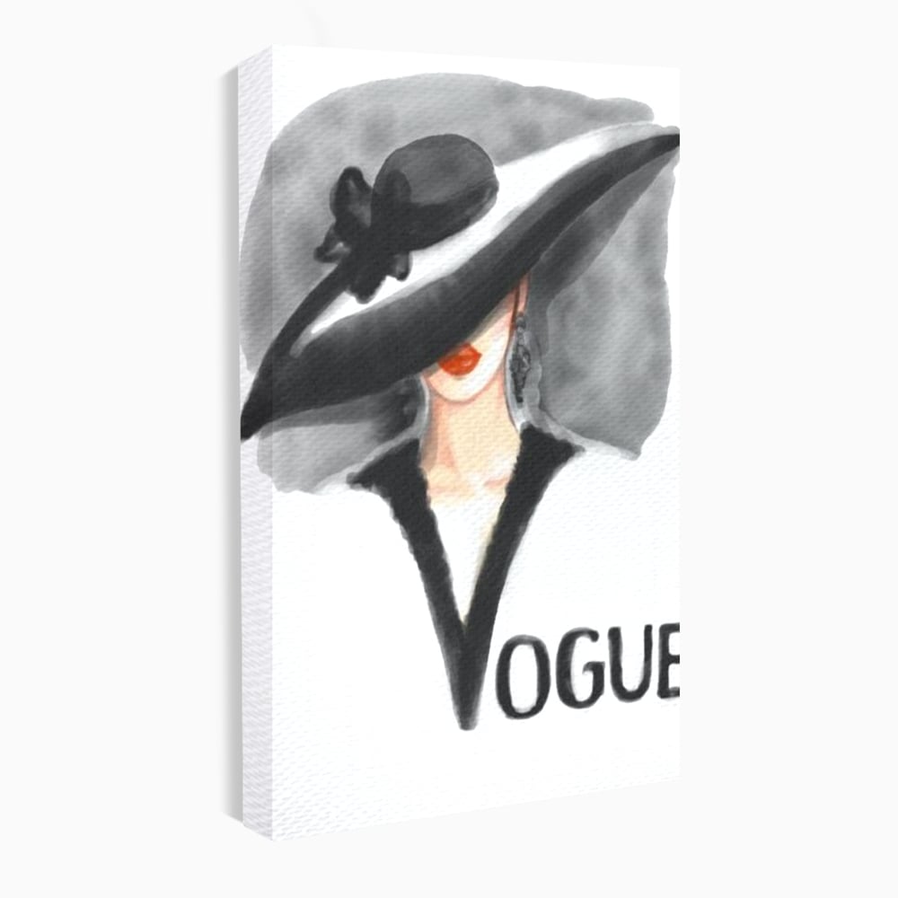 Tablou Canvas Premium, LuxCanva® G1106, Coperta Vogue, Lady, Stil, Eleganta, Moda, Fashion, Catwalk, Chic, Silueta, Palarie, Diva, Living, Dormitor
