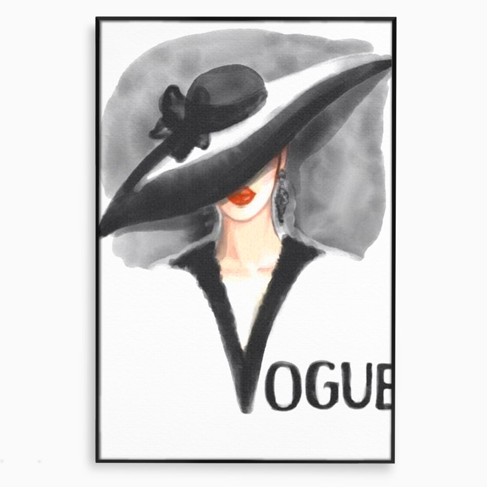Tablou Canvas Premium, LuxCanva® G1106, Coperta Vogue, Lady, Stil, Eleganta, Moda, Fashion, Catwalk, Chic, Silueta, Palarie, Diva, Living, Dormitor