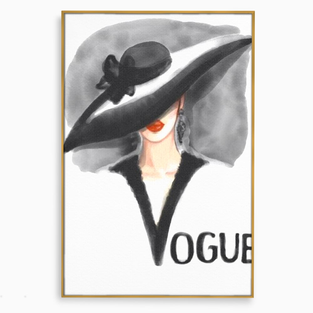 Tablou Canvas Premium, LuxCanva® G1106, Coperta Vogue, Lady, Stil, Eleganta, Moda, Fashion, Catwalk, Chic, Silueta, Palarie, Diva, Living, Dormitor
