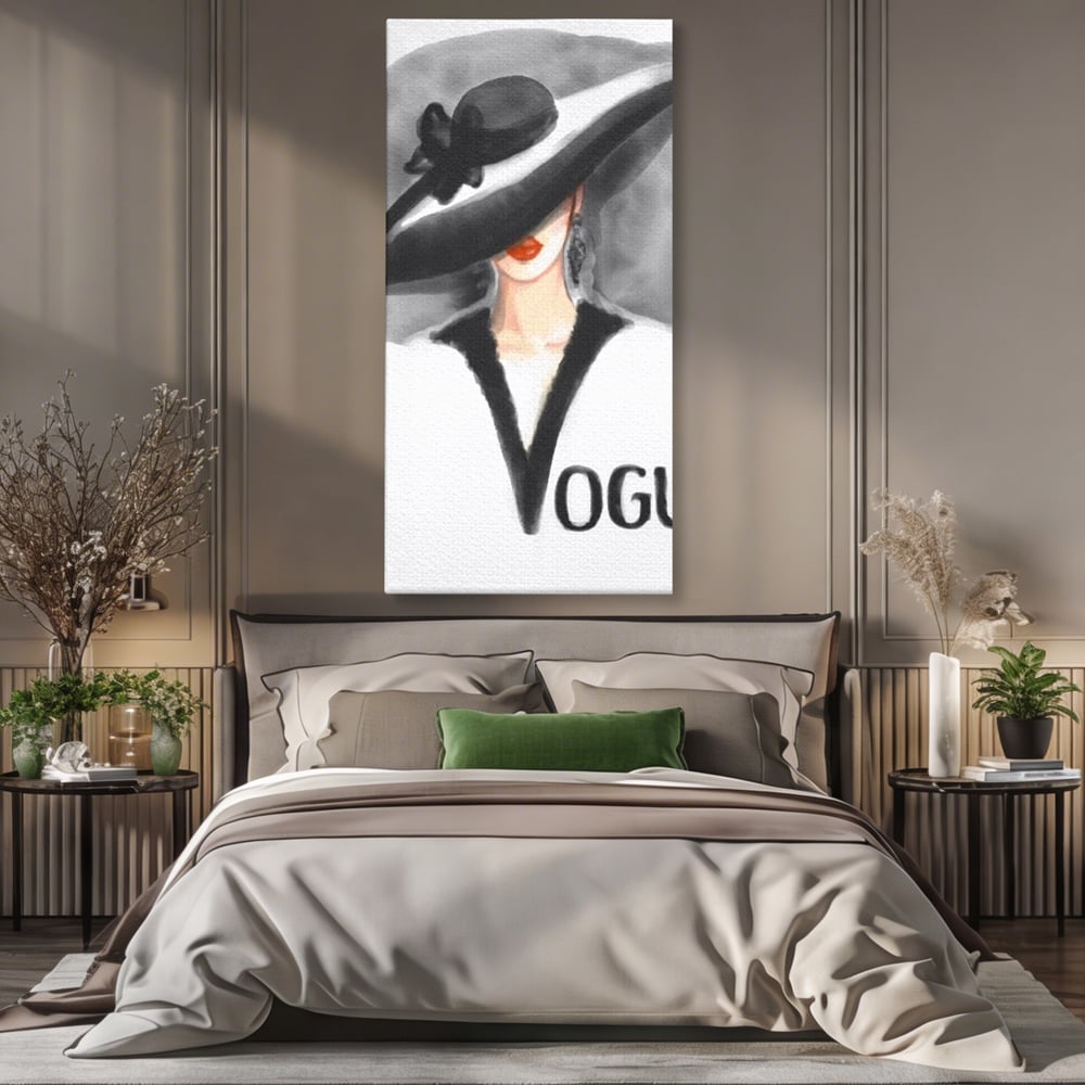 Tablou Canvas Premium, LuxCanva® G1106, Coperta Vogue, Lady, Stil, Eleganta, Moda, Fashion, Catwalk, Chic, Silueta, Palarie, Diva, Living, Dormitor
