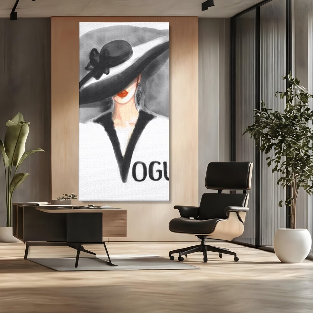 Tablou Canvas Premium, LuxCanva® G1106, Coperta Vogue, Lady, Stil, Eleganta, Moda, Fashion, Catwalk, Chic, Silueta, Palarie, Diva, Living, Dormitor