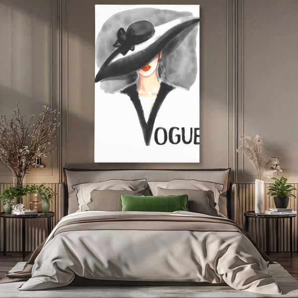 Tablou Canvas Premium, LuxCanva® G1106, Coperta Vogue, Lady, Stil, Eleganta, Moda, Fashion, Catwalk, Chic, Silueta, Palarie, Diva, Living, Dormitor