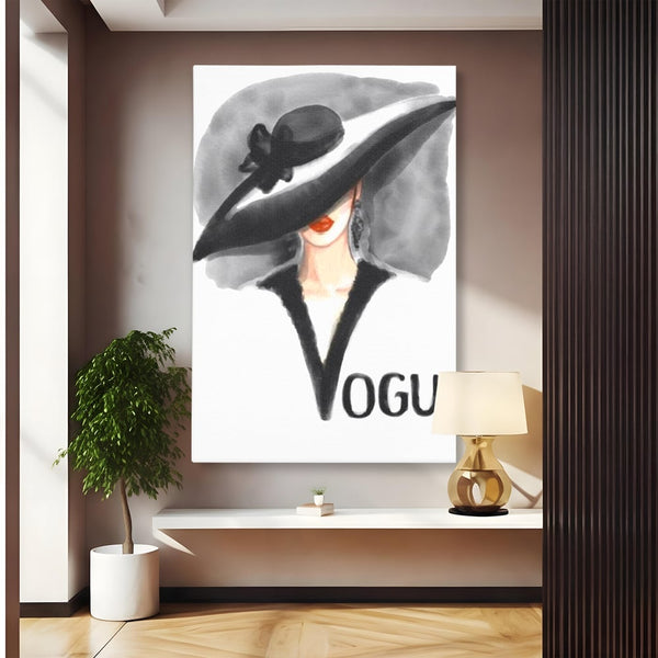 Tablou Canvas Premium, LuxCanva® G1106, Coperta Vogue, Lady, Stil, Eleganta, Moda, Fashion, Catwalk, Chic, Silueta, Palarie, Diva, Living, Dormitor