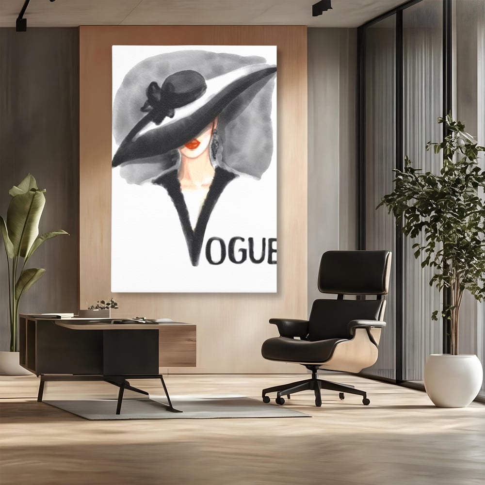 Tablou Canvas Premium, LuxCanva® G1106, Coperta Vogue, Lady, Stil, Eleganta, Moda, Fashion, Catwalk, Chic, Silueta, Palarie, Diva, Living, Dormitor