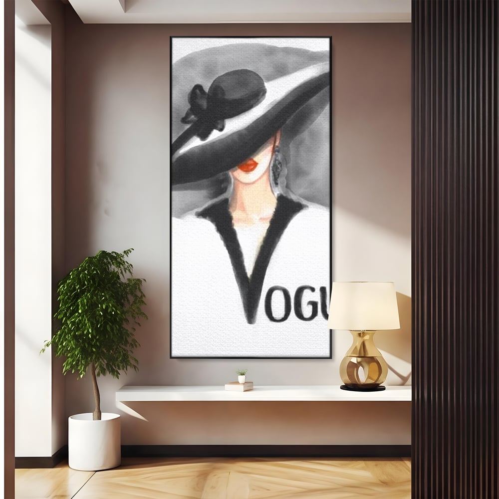 Tablou Canvas Premium, LuxCanva® G1106, Coperta Vogue, Lady, Stil, Eleganta, Moda, Fashion, Catwalk, Chic, Silueta, Palarie, Diva, Living, Dormitor