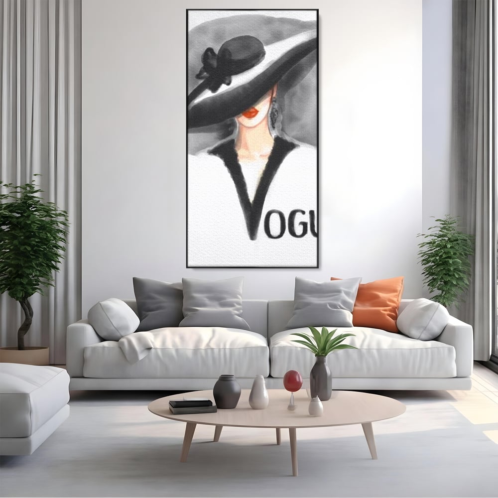 Tablou Canvas Premium, LuxCanva® G1106, Coperta Vogue, Lady, Stil, Eleganta, Moda, Fashion, Catwalk, Chic, Silueta, Palarie, Diva, Living, Dormitor