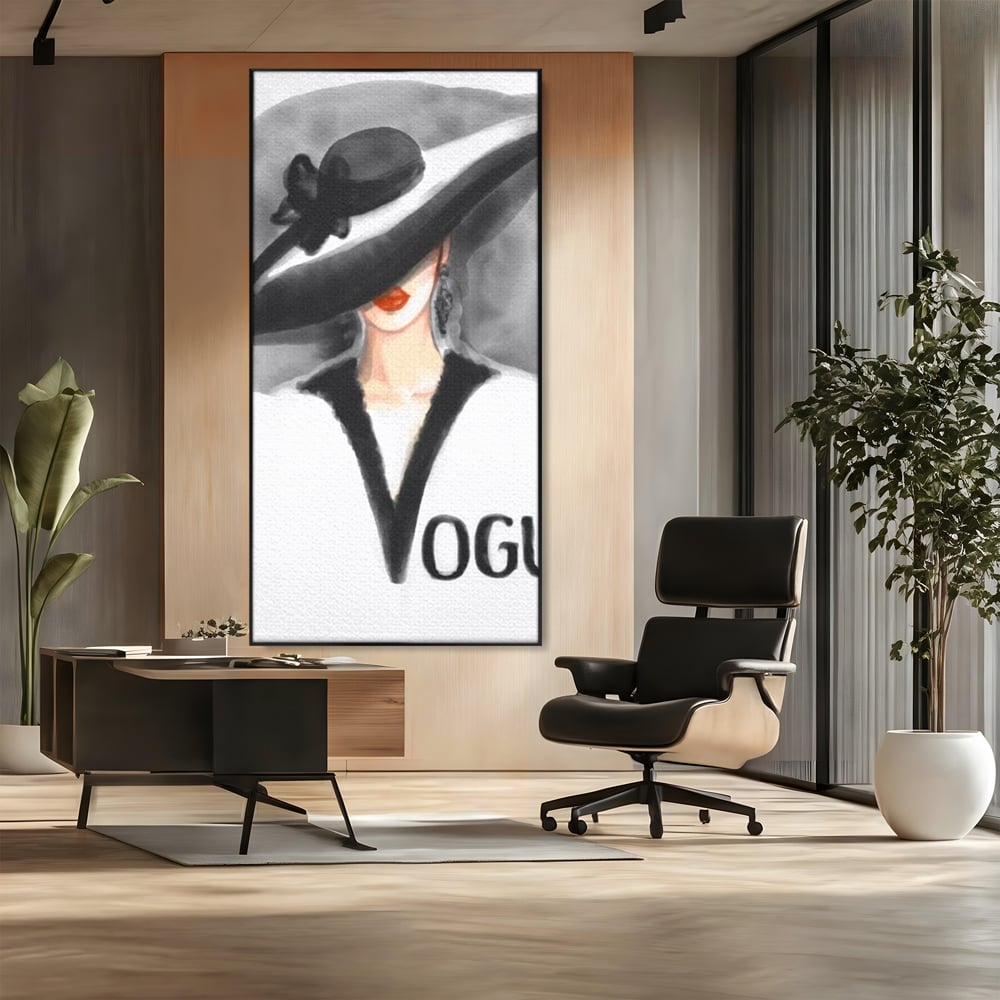 Tablou Canvas Premium, LuxCanva® G1106, Coperta Vogue, Lady, Stil, Eleganta, Moda, Fashion, Catwalk, Chic, Silueta, Palarie, Diva, Living, Dormitor