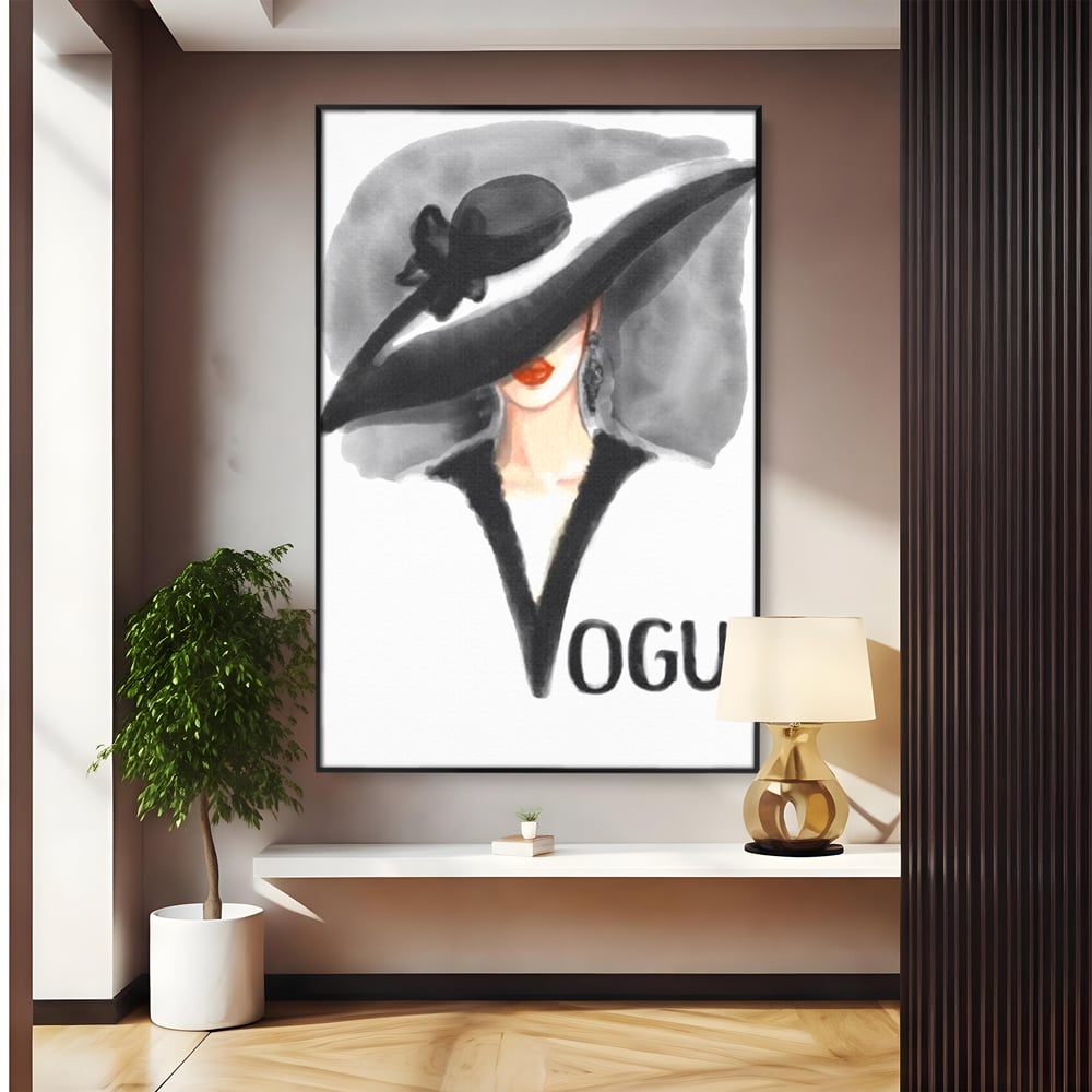 Tablou Canvas Premium, LuxCanva® G1106, Coperta Vogue, Lady, Stil, Eleganta, Moda, Fashion, Catwalk, Chic, Silueta, Palarie, Diva, Living, Dormitor