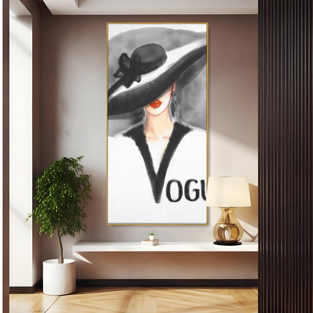 Tablou Canvas Premium, LuxCanva® G1106, Coperta Vogue, Lady, Stil, Eleganta, Moda, Fashion, Catwalk, Chic, Silueta, Palarie, Diva, Living, Dormitor