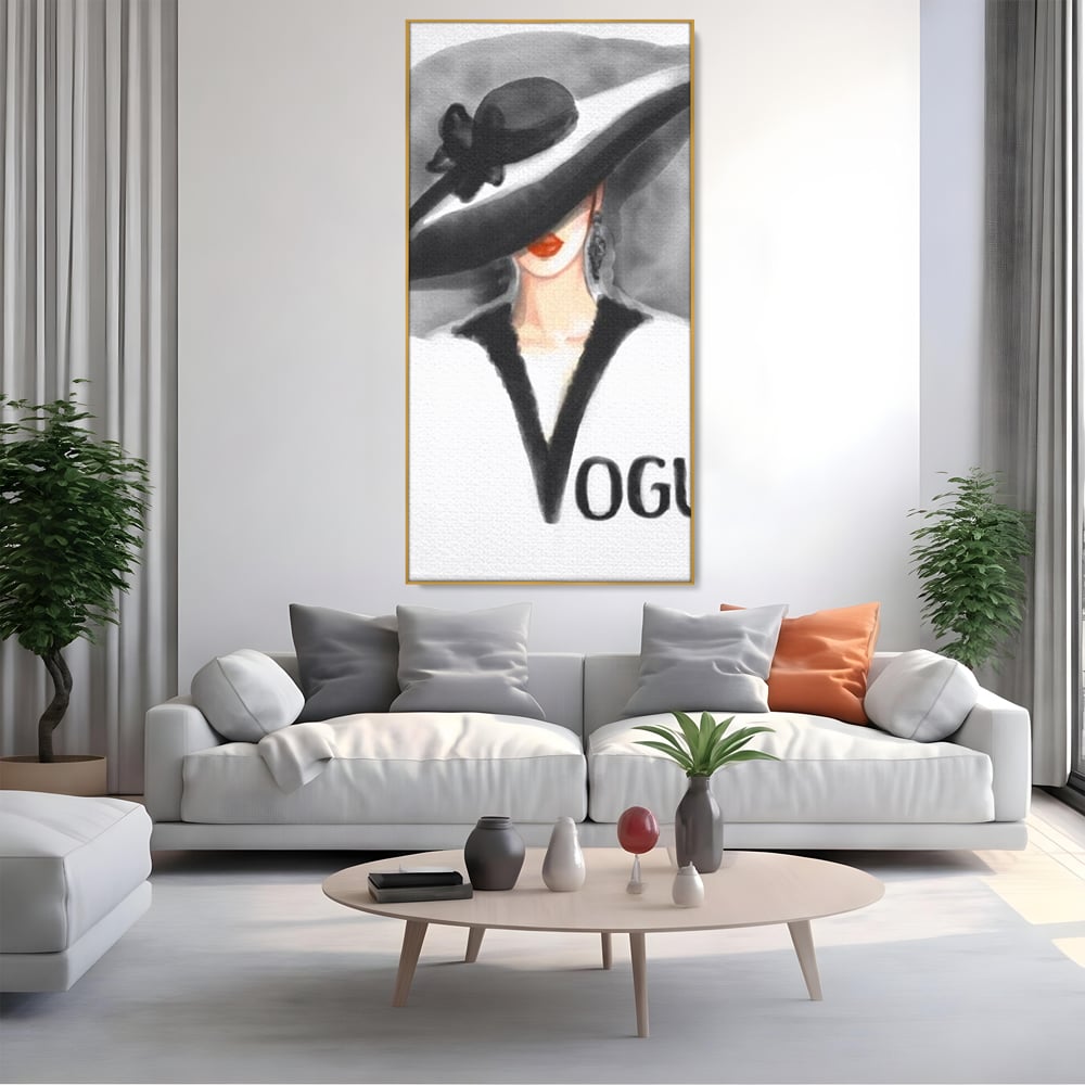 Tablou Canvas Premium, LuxCanva® G1106, Coperta Vogue, Lady, Stil, Eleganta, Moda, Fashion, Catwalk, Chic, Silueta, Palarie, Diva, Living, Dormitor
