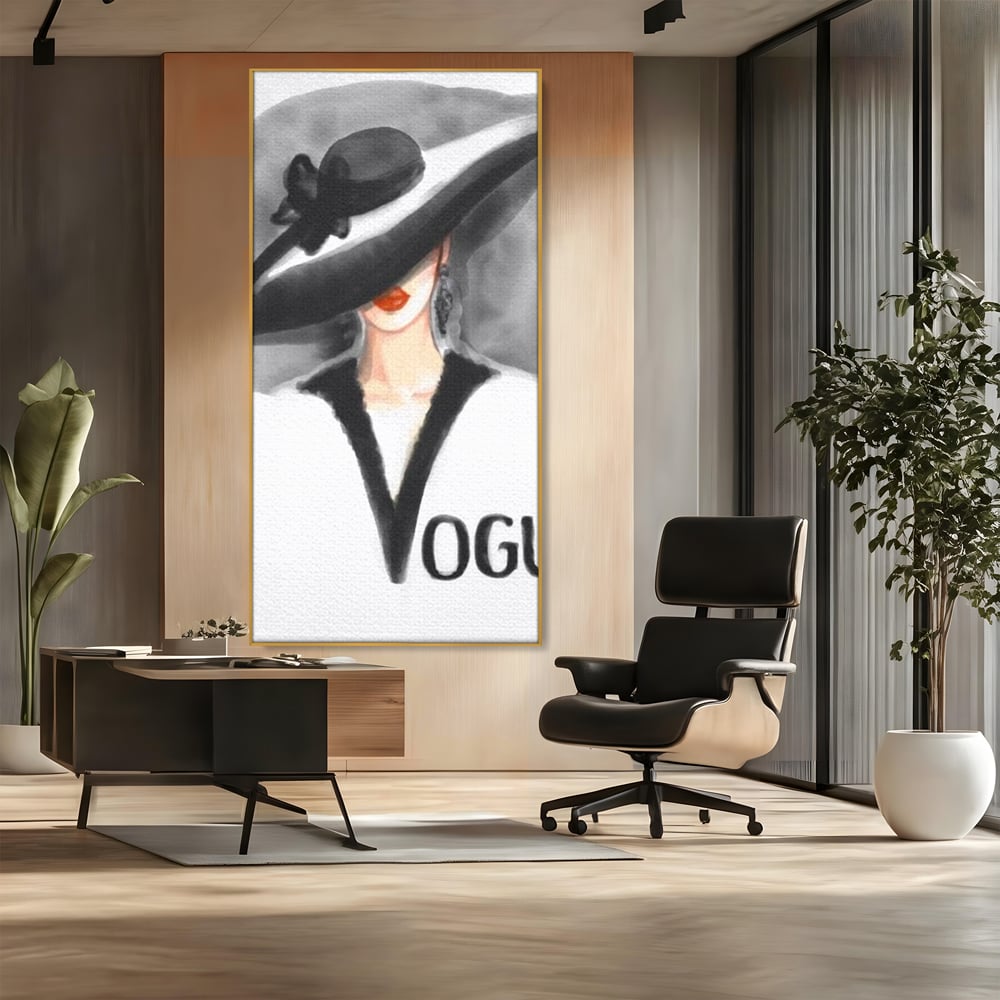 Tablou Canvas Premium, LuxCanva® G1106, Coperta Vogue, Lady, Stil, Eleganta, Moda, Fashion, Catwalk, Chic, Silueta, Palarie, Diva, Living, Dormitor