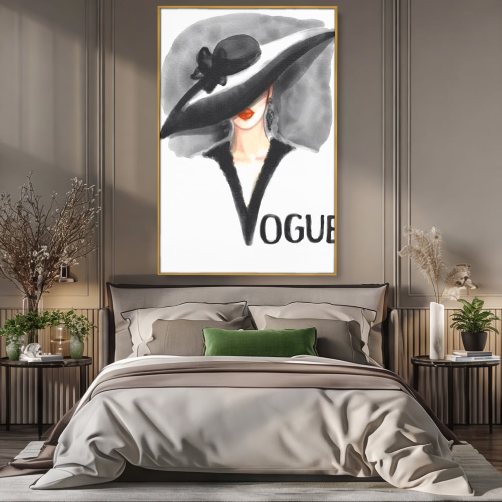 Tablou Canvas Premium, LuxCanva® G1106, Coperta Vogue, Lady, Stil, Eleganta, Moda, Fashion, Catwalk, Chic, Silueta, Palarie, Diva, Living, Dormitor