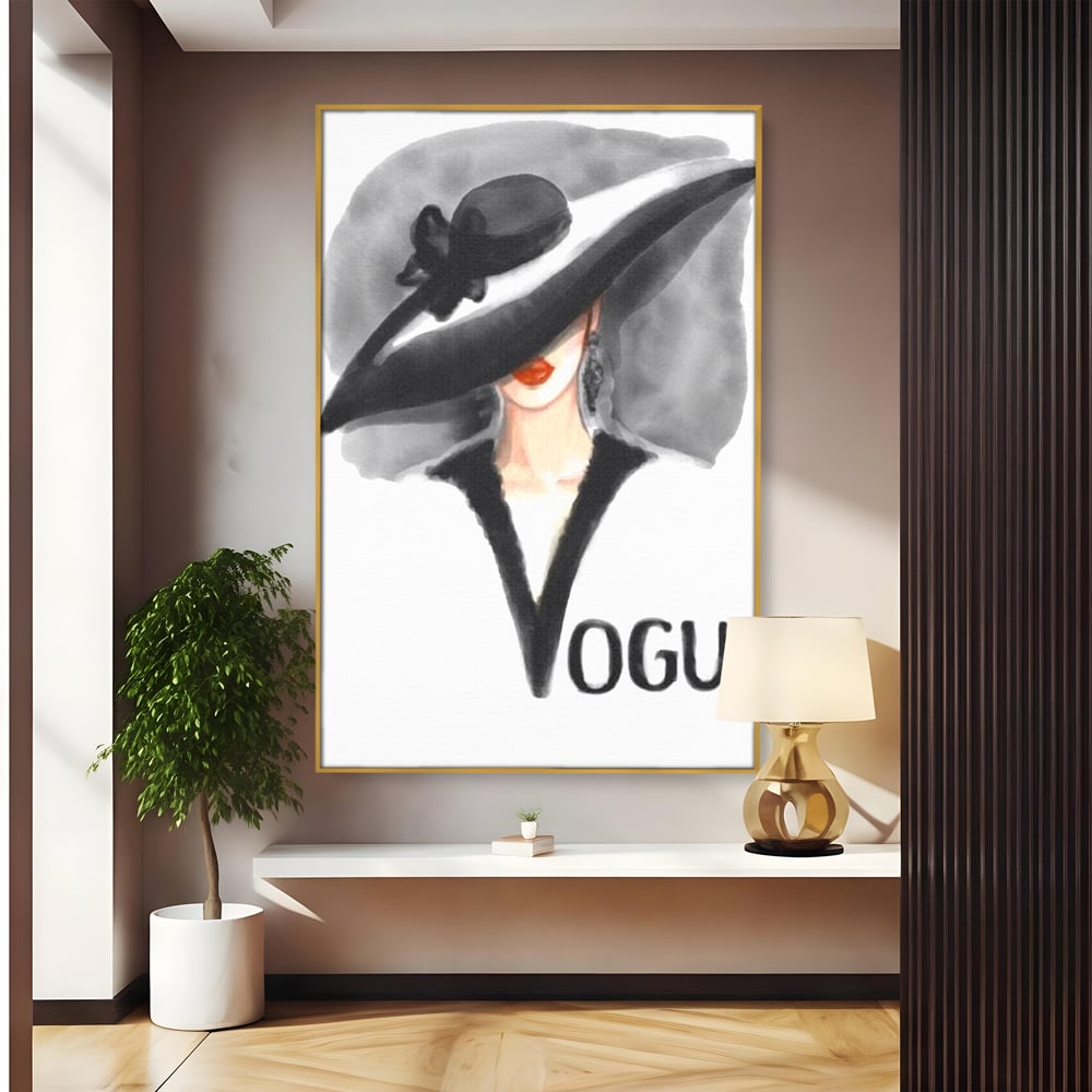 Tablou Canvas Premium, LuxCanva® G1106, Coperta Vogue, Lady, Stil, Eleganta, Moda, Fashion, Catwalk, Chic, Silueta, Palarie, Diva, Living, Dormitor