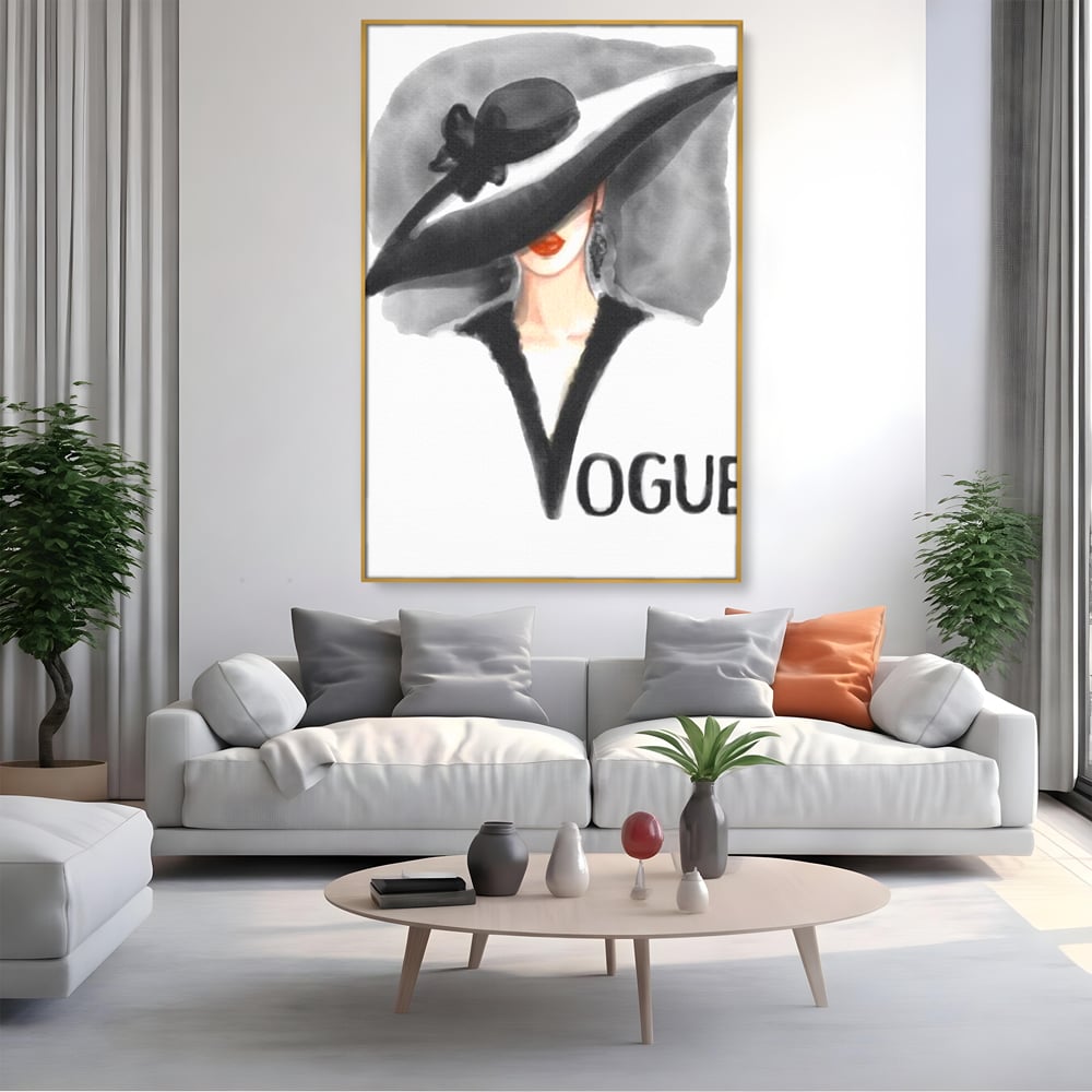 Tablou Canvas Premium, LuxCanva® G1106, Coperta Vogue, Lady, Stil, Eleganta, Moda, Fashion, Catwalk, Chic, Silueta, Palarie, Diva, Living, Dormitor