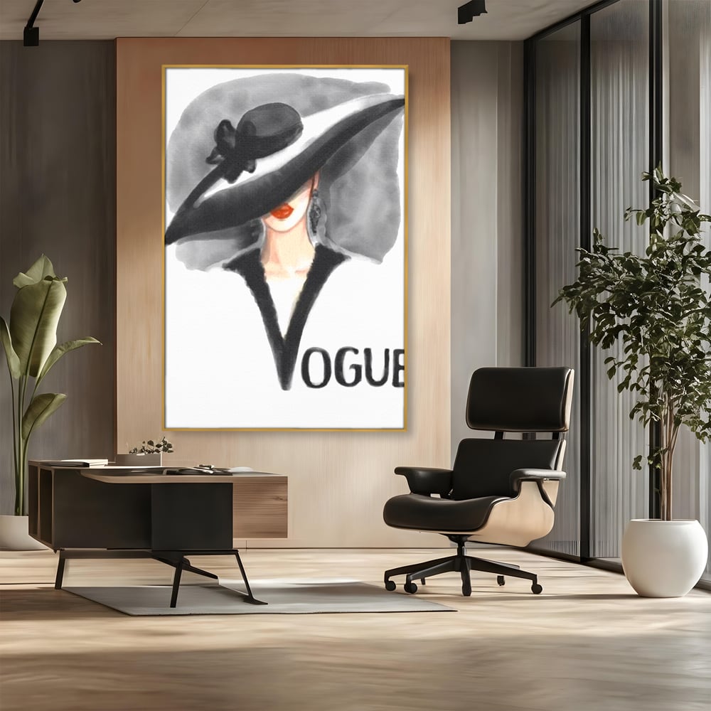 Tablou Canvas Premium, LuxCanva® G1106, Coperta Vogue, Lady, Stil, Eleganta, Moda, Fashion, Catwalk, Chic, Silueta, Palarie, Diva, Living, Dormitor