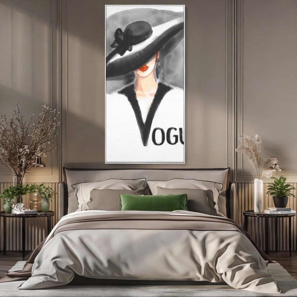 Tablou Canvas Premium, LuxCanva® G1106, Coperta Vogue, Lady, Stil, Eleganta, Moda, Fashion, Catwalk, Chic, Silueta, Palarie, Diva, Living, Dormitor