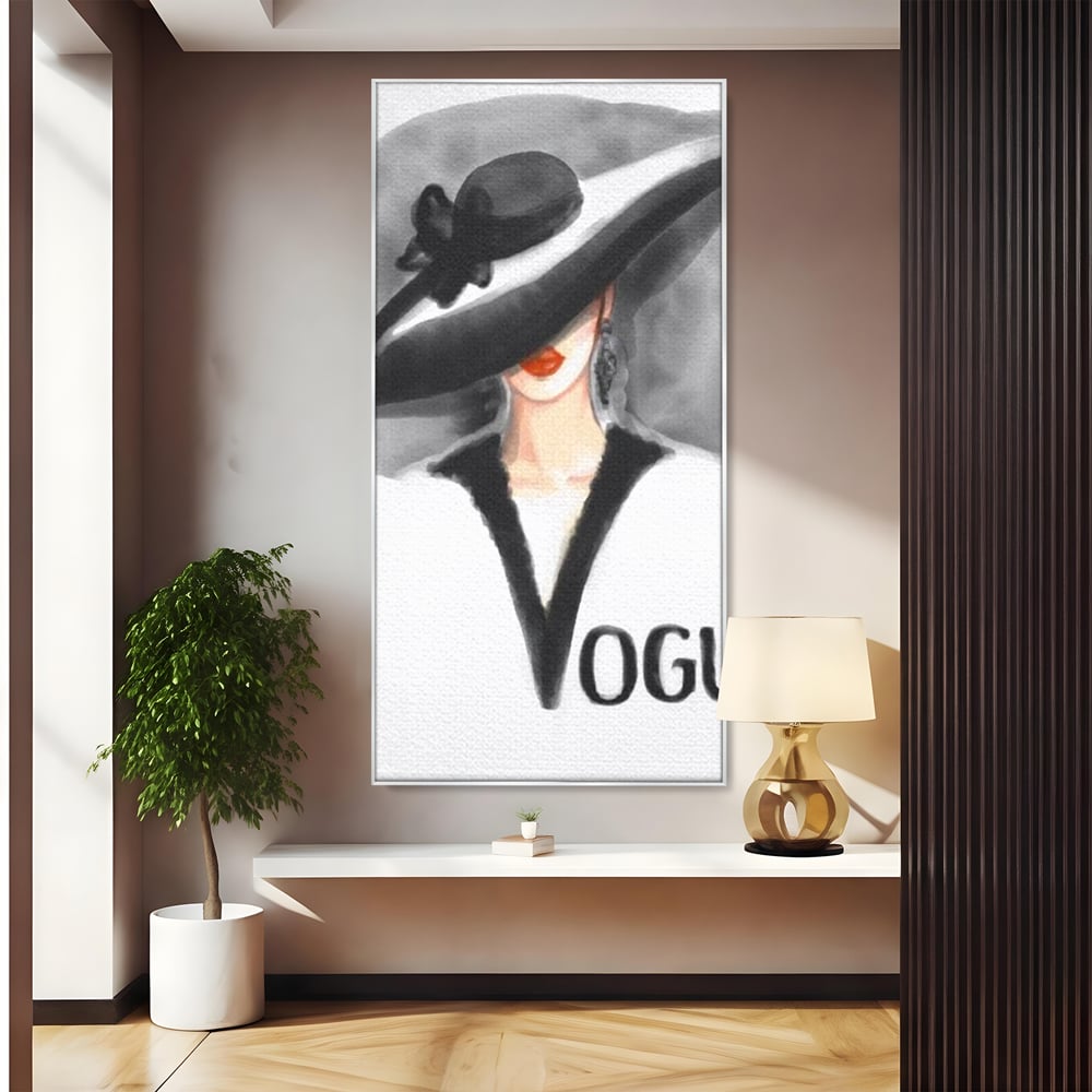Tablou Canvas Premium, LuxCanva® G1106, Coperta Vogue, Lady, Stil, Eleganta, Moda, Fashion, Catwalk, Chic, Silueta, Palarie, Diva, Living, Dormitor