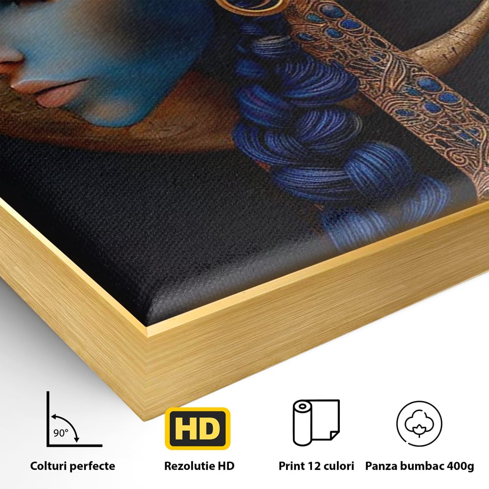 Tablou Canvas Premium, LuxCanva® G1108, Femeia Cosmica, Luna, Safir, Albastru, Univers, Regal, Spirit, Noapte, Mistic, Fantasy, Living, Dormitor