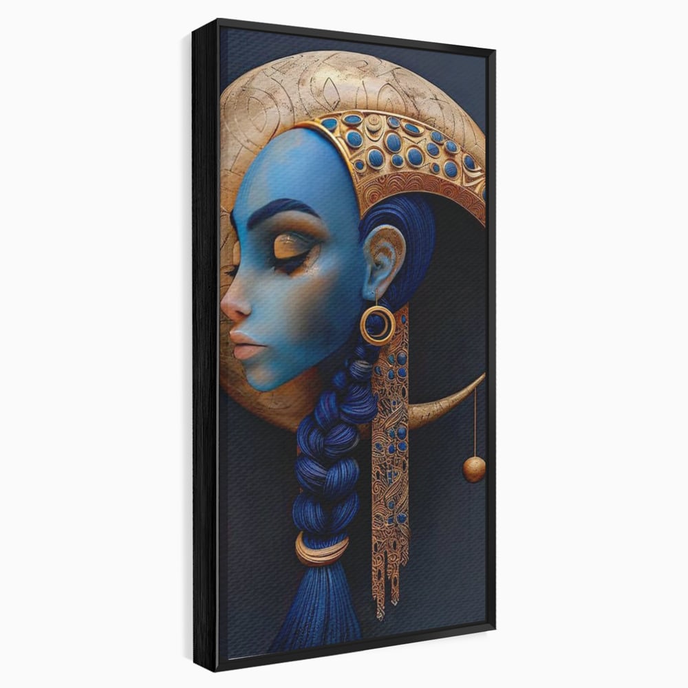 Tablou Canvas Premium, LuxCanva® G1108, Femeia Cosmica, Luna, Safir, Albastru, Univers, Regal, Spirit, Noapte, Mistic, Fantasy, Living, Dormitor