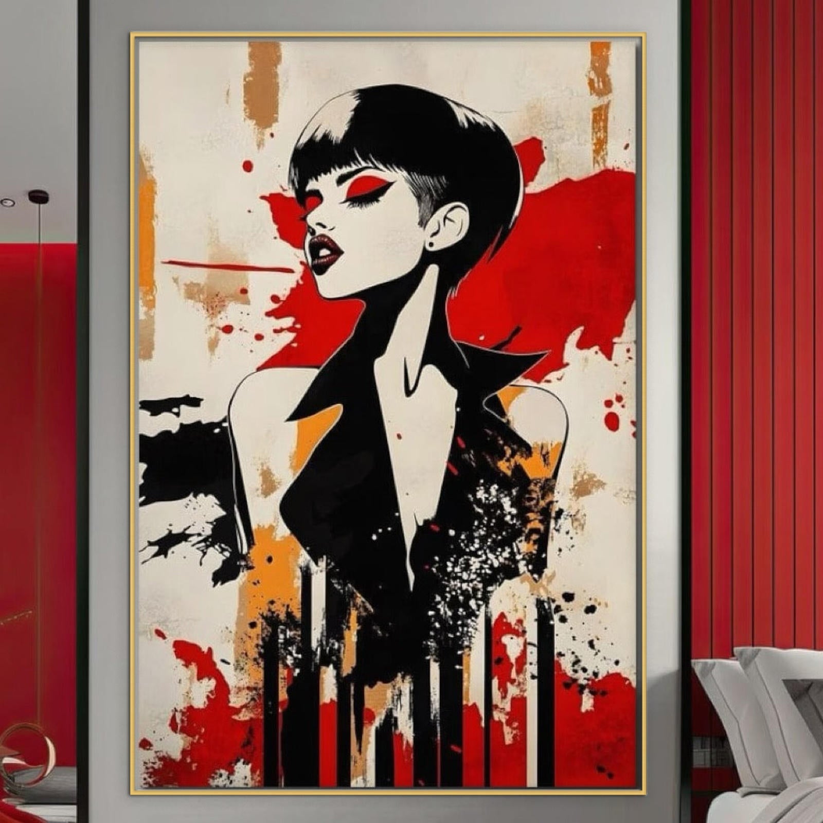 Leinwand Premium Canvas Wandkunst, LuxCanva® G1111, Kunst der Rebellion, Rot, Graffiti, Spiel, Straße, Chaos, Farbe, Verführung, Rebell, Malerei, Ausstellung, Wohnen, Schlafzimmer