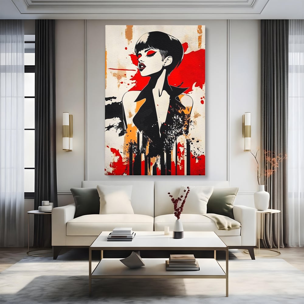 Tablou Canvas Premium, LuxCanva® G1111, Arta Rebeliunii, Rosu, Graffiti, Joc, Strada, Haos, Culoare, Seductie, Rebela, Pictura, Expozitie, Living, Dormitor