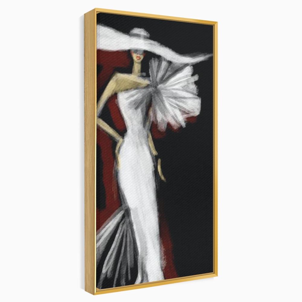 Tablou Canvas Premium, LuxCanva® G1113, Eleganta Absoluta, Catwalk, Alb, Stil, Glamour, Eleganta, Couture, Chic, Diva, Rochie, Living, Dormitor