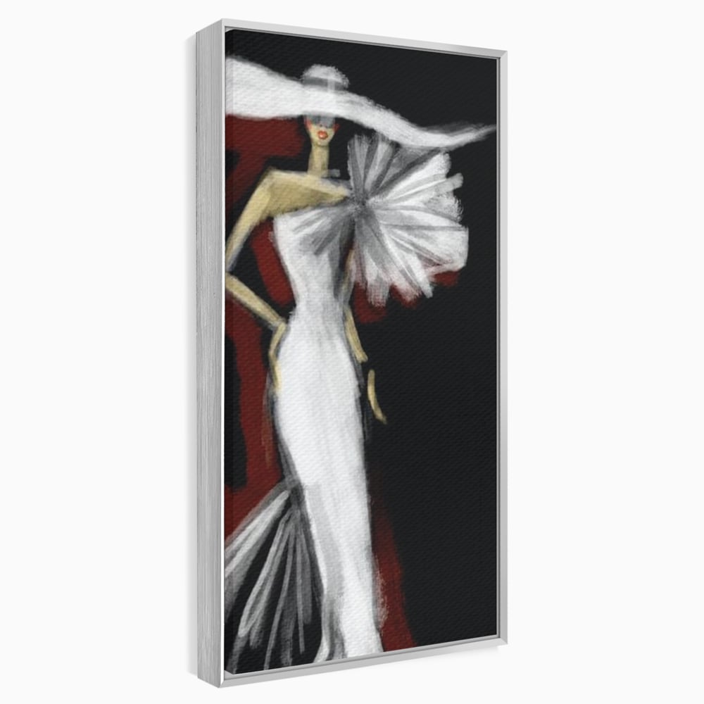 Tablou Canvas Premium, LuxCanva® G1113, Eleganta Absoluta, Catwalk, Alb, Stil, Glamour, Eleganta, Couture, Chic, Diva, Rochie, Living, Dormitor