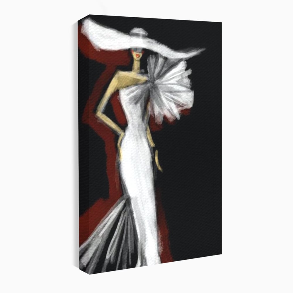 Tablou Canvas Premium, LuxCanva® G1113, Eleganta Absoluta, Catwalk, Alb, Stil, Glamour, Eleganta, Couture, Chic, Diva, Rochie, Living, Dormitor