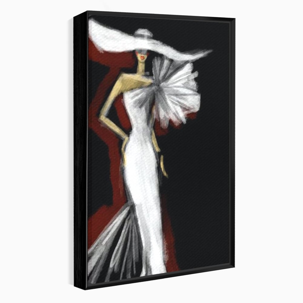 Tablou Canvas Premium, LuxCanva® G1113, Eleganta Absoluta, Catwalk, Alb, Stil, Glamour, Eleganta, Couture, Chic, Diva, Rochie, Living, Dormitor