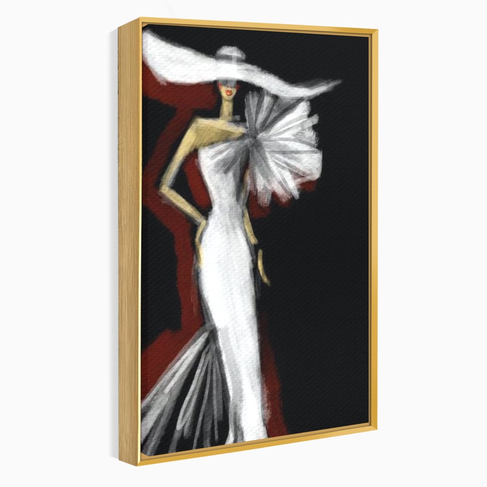 Tablou Canvas Premium, LuxCanva® G1113, Eleganta Absoluta, Catwalk, Alb, Stil, Glamour, Eleganta, Couture, Chic, Diva, Rochie, Living, Dormitor