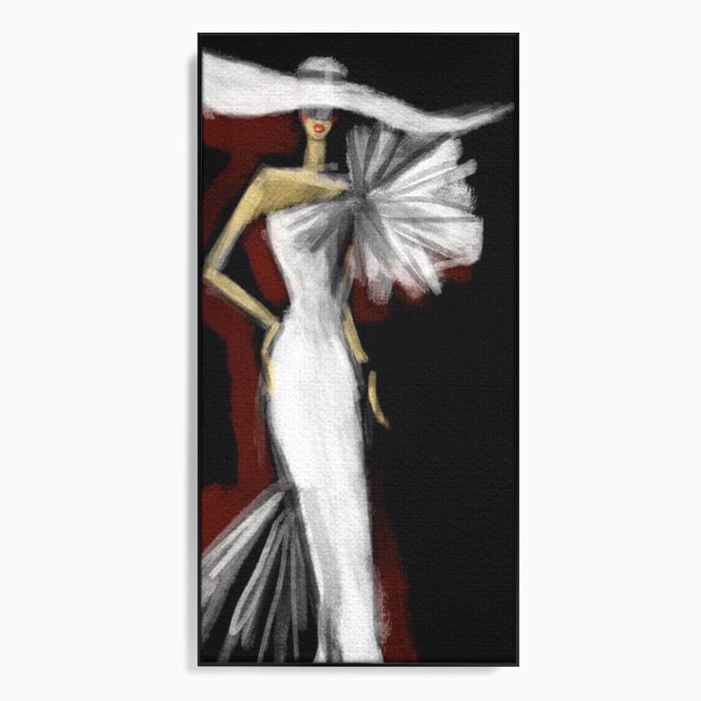 Tablou Canvas Premium, LuxCanva® G1113, Eleganta Absoluta, Catwalk, Alb, Stil, Glamour, Eleganta, Couture, Chic, Diva, Rochie, Living, Dormitor