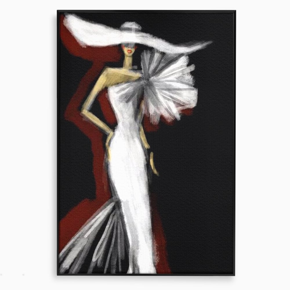 Tablou Canvas Premium, LuxCanva® G1113, Eleganta Absoluta, Catwalk, Alb, Stil, Glamour, Eleganta, Couture, Chic, Diva, Rochie, Living, Dormitor