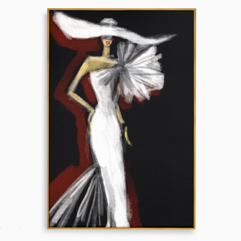 Tablou Canvas Premium, LuxCanva® G1113, Eleganta Absoluta, Catwalk, Alb, Stil, Glamour, Eleganta, Couture, Chic, Diva, Rochie, Living, Dormitor