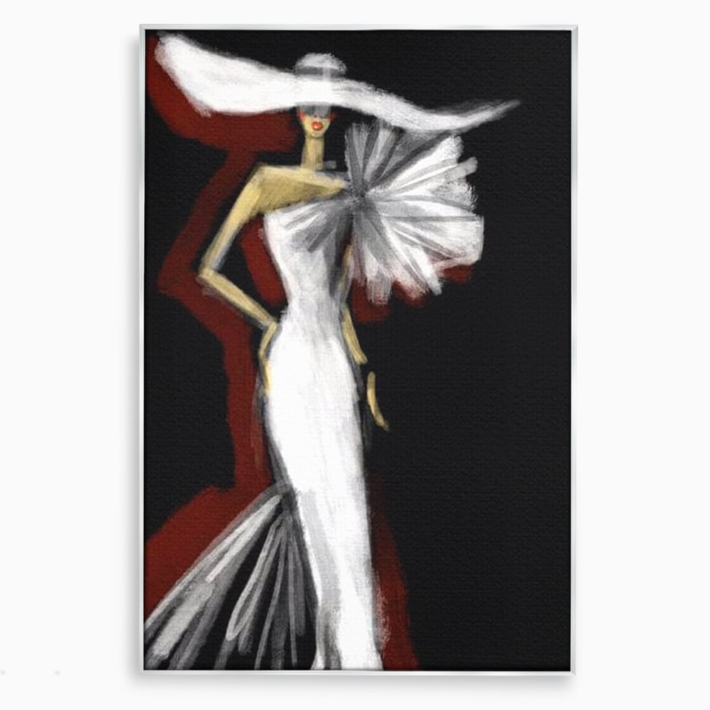 Tablou Canvas Premium, LuxCanva® G1113, Eleganta Absoluta, Catwalk, Alb, Stil, Glamour, Eleganta, Couture, Chic, Diva, Rochie, Living, Dormitor