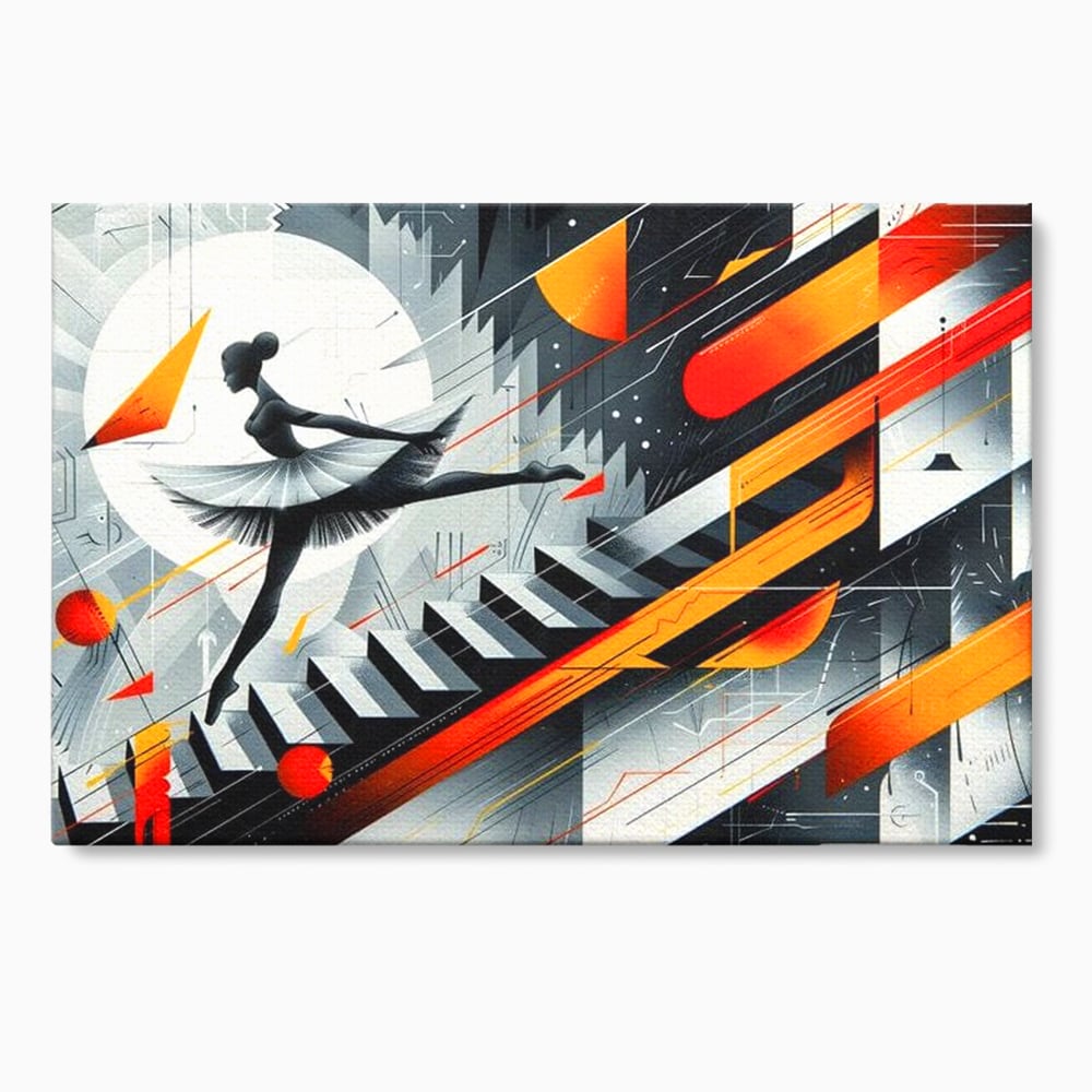 Leinwand Wandkunst Canvas Premium, LuxCanva® G1115, Ballett im Kosmos, Clape, Ballerina, Rhythmus, Flug, Symphonie, Visuell, Anmut, Treppe, Treppe, Universum, Wohnen, Schlafzimmer