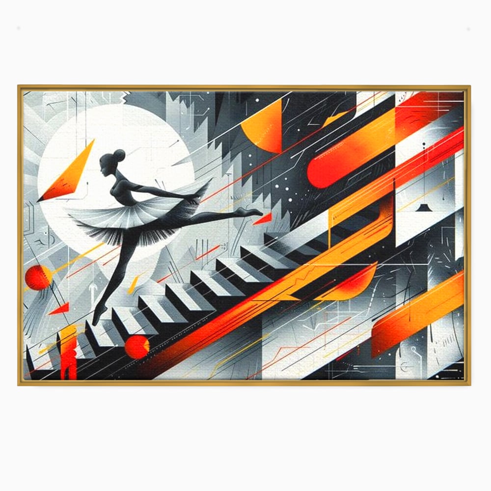 Leinwand Wandkunst Canvas Premium, LuxCanva® G1115, Ballett im Kosmos, Clape, Ballerina, Rhythmus, Flug, Symphonie, Visuell, Anmut, Treppe, Treppe, Universum, Wohnen, Schlafzimmer