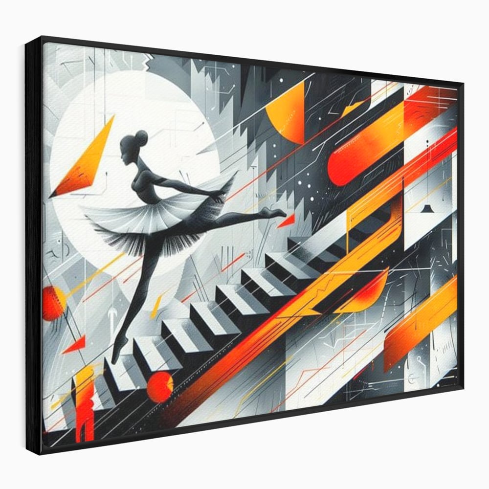 Leinwand Wandkunst Canvas Premium, LuxCanva® G1115, Ballett im Kosmos, Clape, Ballerina, Rhythmus, Flug, Symphonie, Visuell, Anmut, Treppe, Treppe, Universum, Wohnen, Schlafzimmer