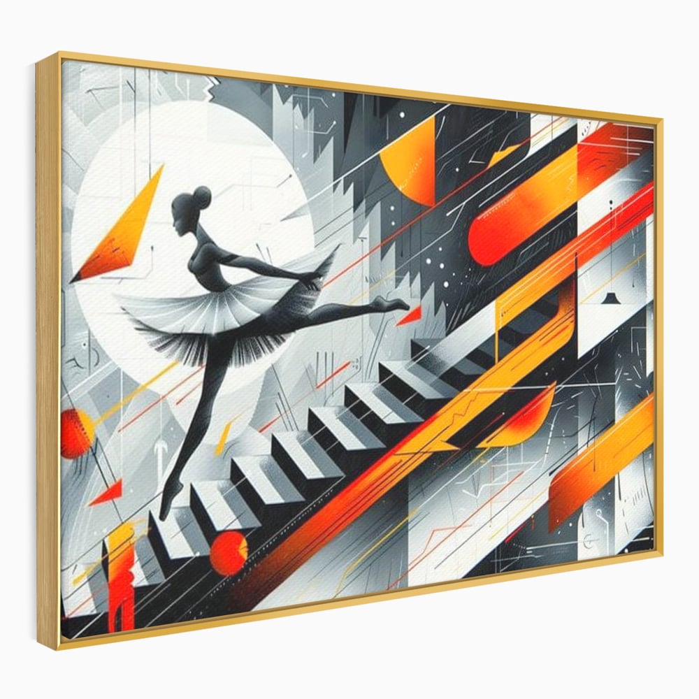 Leinwand Wandkunst Canvas Premium, LuxCanva® G1115, Ballett im Kosmos, Clape, Ballerina, Rhythmus, Flug, Symphonie, Visuell, Anmut, Treppe, Treppe, Universum, Wohnen, Schlafzimmer