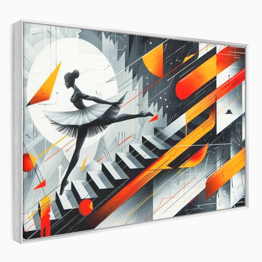 Leinwand Wandkunst Canvas Premium, LuxCanva® G1115, Ballett im Kosmos, Clape, Ballerina, Rhythmus, Flug, Symphonie, Visuell, Anmut, Treppe, Treppe, Universum, Wohnen, Schlafzimmer